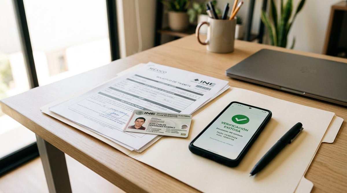 Requisitos para obtener la tarjeta de Mercado Pago y cómo solicitarla desde tu celular 2 Persona reuniendo documentos de identificación como INE, CURP y comprobante de domicilio para un trámite.